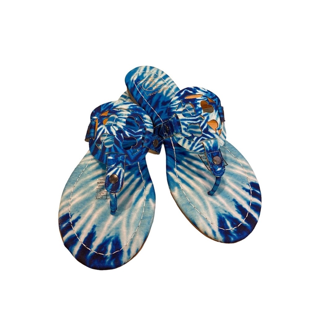 Everglades Womens Blue Tie Dye Medallion Thong Sandals Flat Flip Flops Size 9